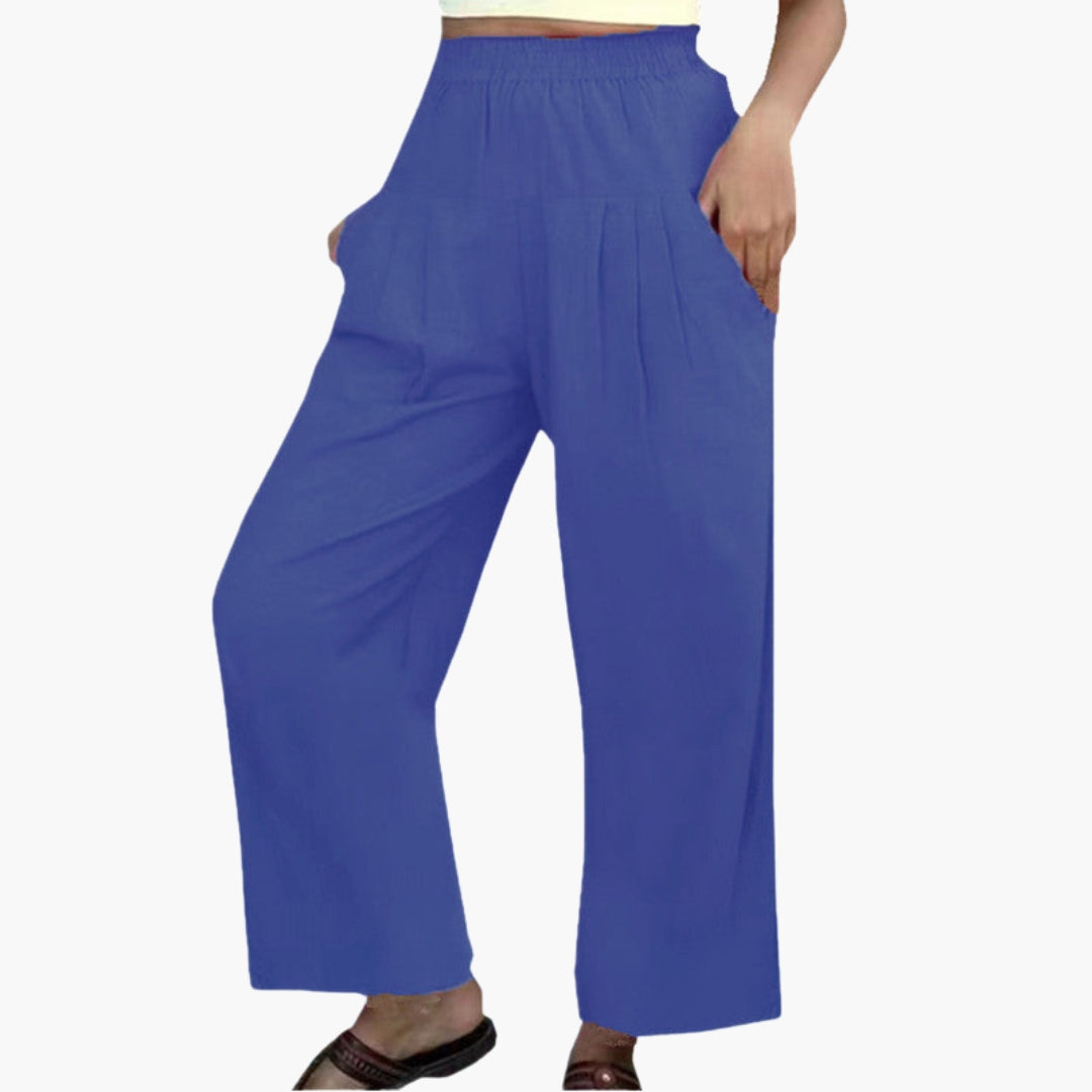 Damenhose mit weitem Bein und elastischem Bund