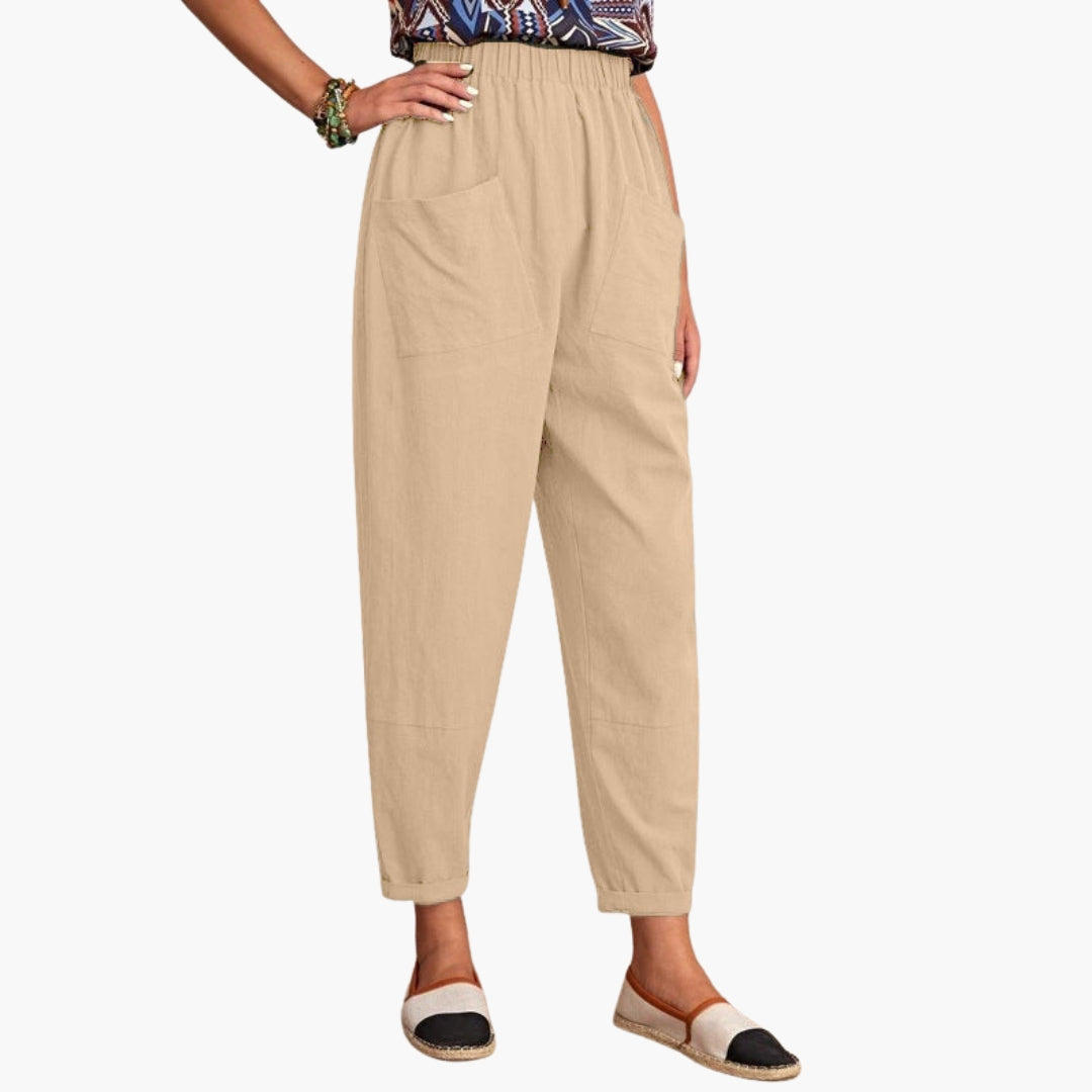 Damesbroek met elastische taille en losse pasvorm
