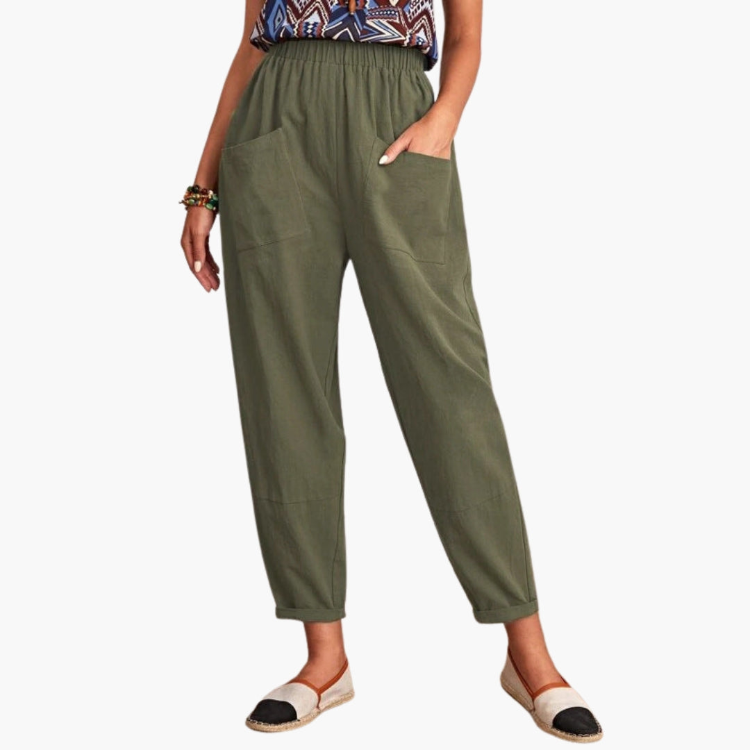 Damesbroek met elastische taille en losse pasvorm