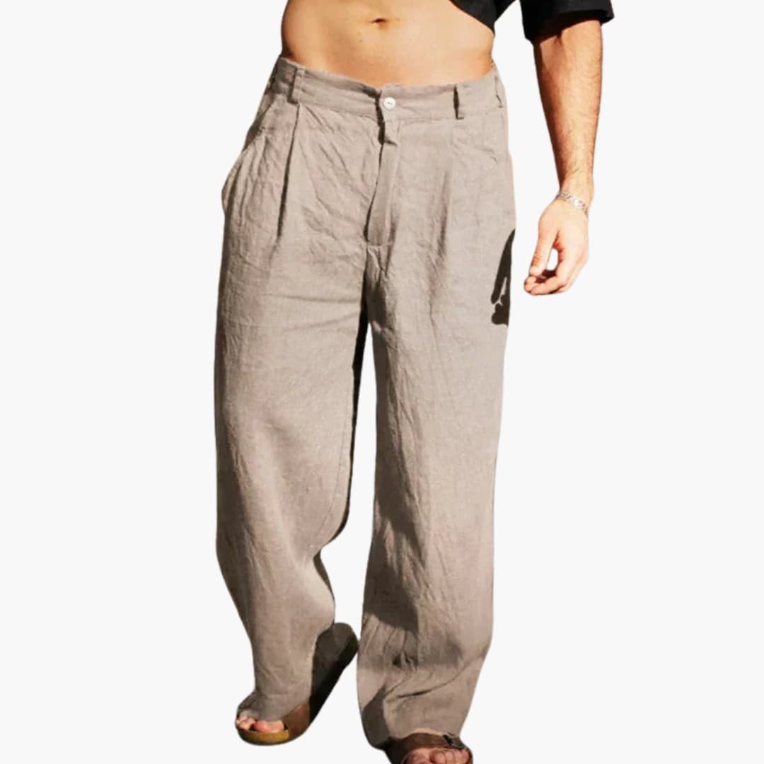 Pantalon Homme Large Taille Haute avec Poches Latérales