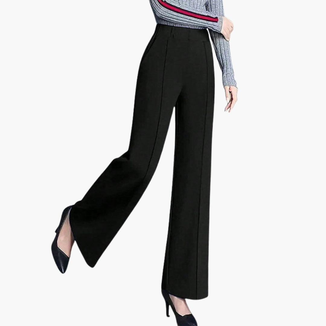 Pantalón Palazzo para mujer de talle alto con pliegues laterales