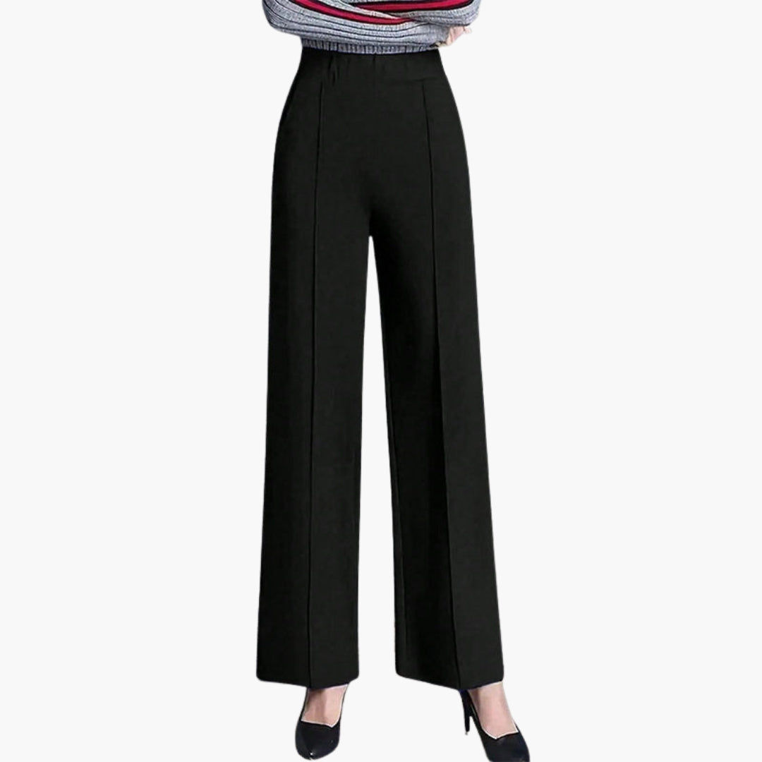 Pantalón Palazzo para mujer de talle alto con pliegues laterales
