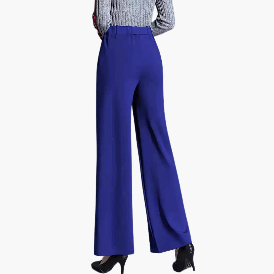 Pantalón Palazzo para mujer de talle alto con pliegues laterales