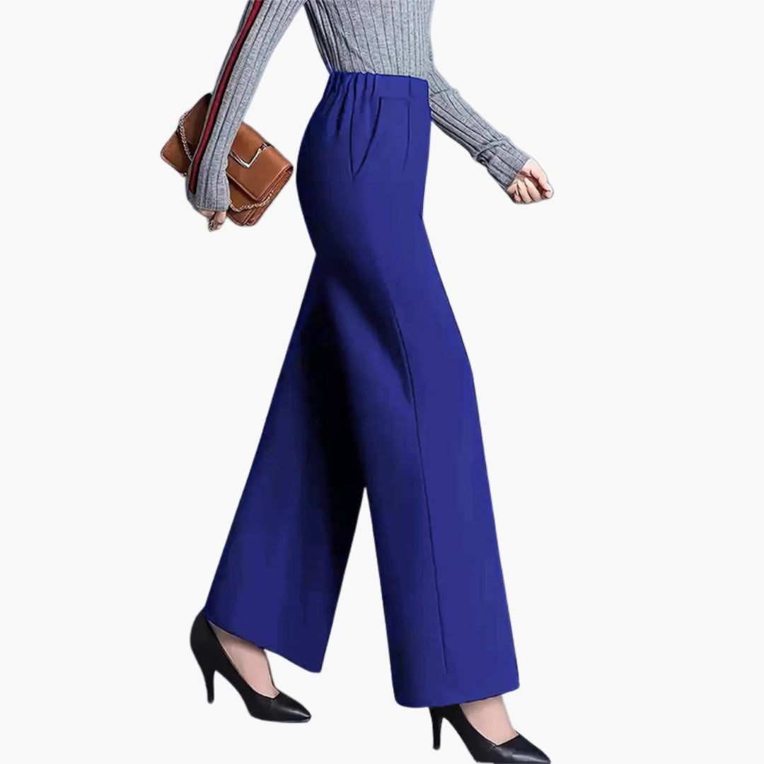 Pantalón Palazzo para mujer de talle alto con pliegues laterales