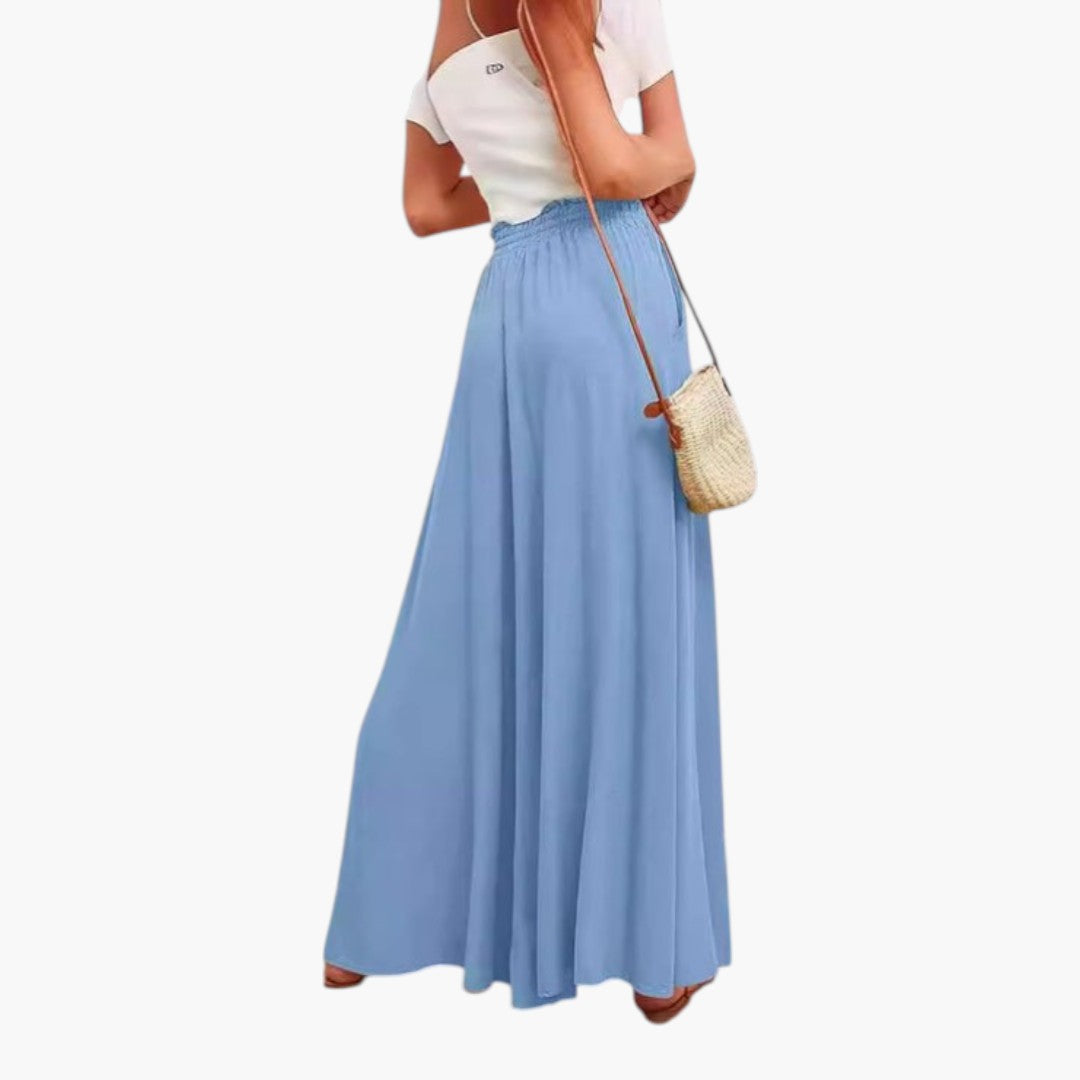 Calças Palazzo Femininas com Bolsos Laterais