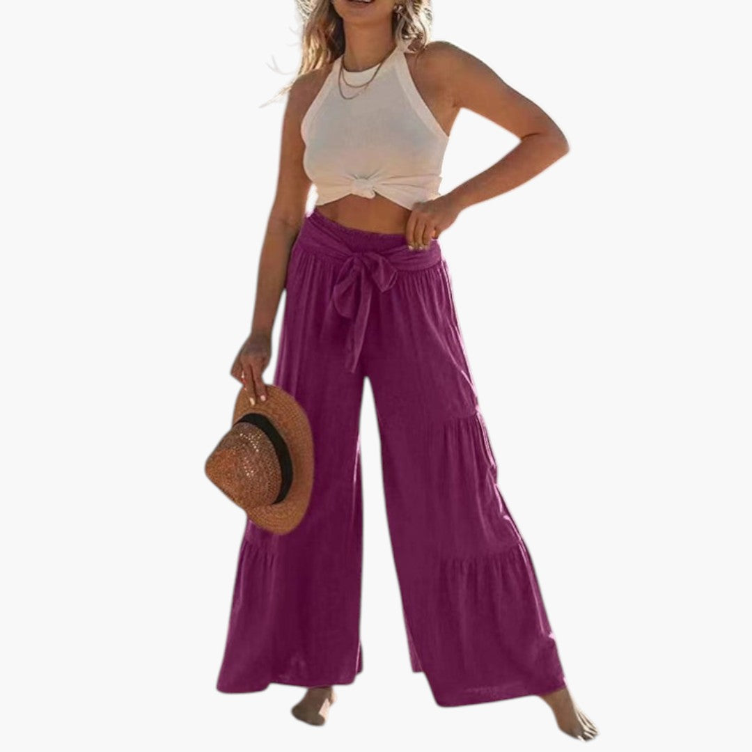 Palazzo-Hose für Damen mit Bindegürtel