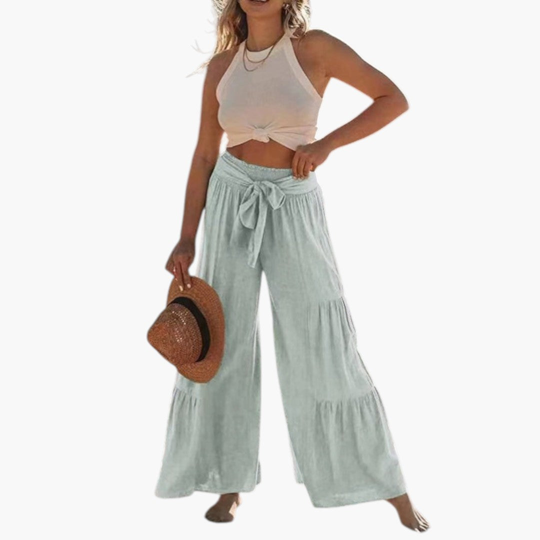 Palazzo-Hose für Damen mit Bindegürtel