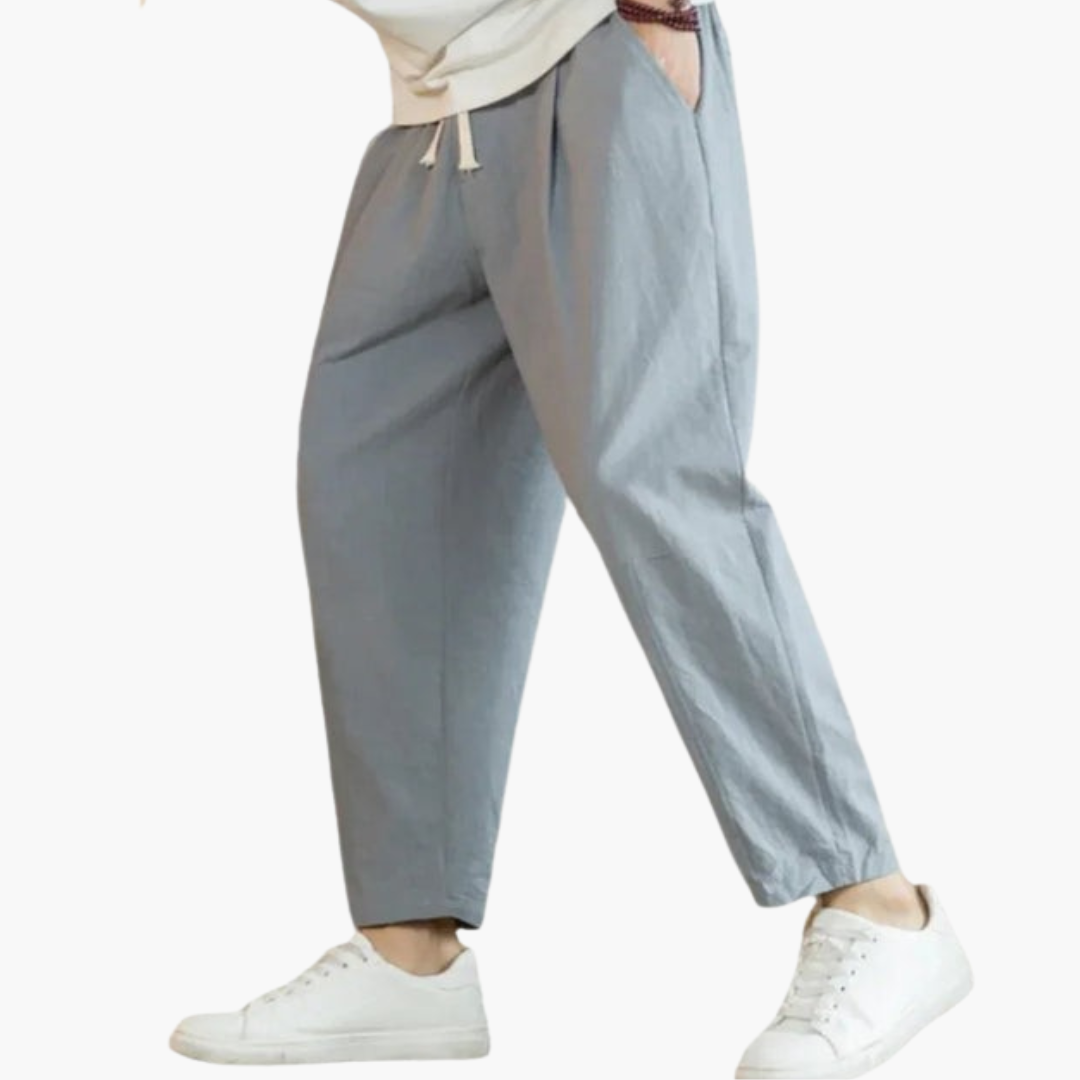 Pantalon à Jambe Droite pour Homme avec Cordon de Serrage et Poches Latérales