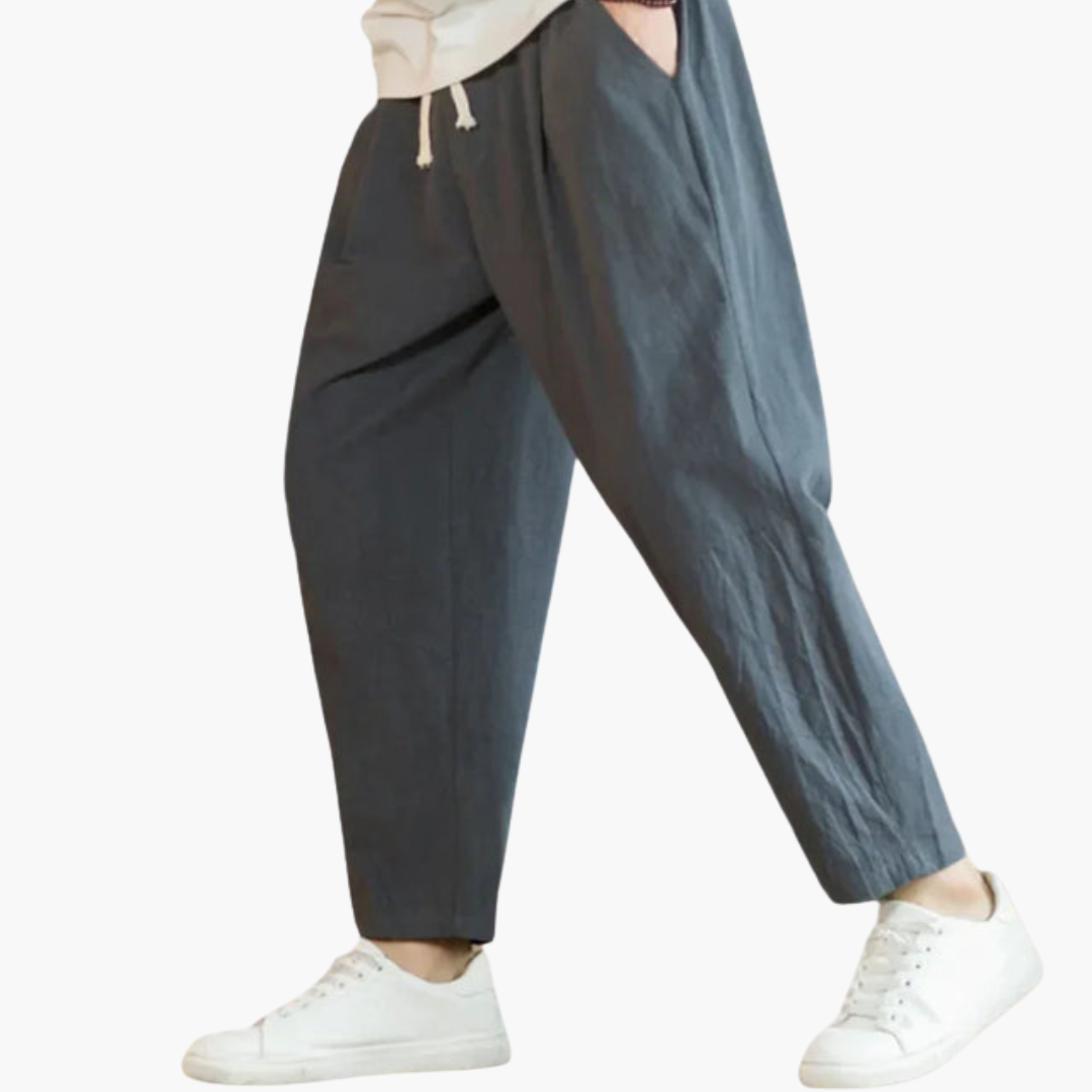 Pantalon à Jambe Droite pour Homme avec Cordon de Serrage et Poches Latérales