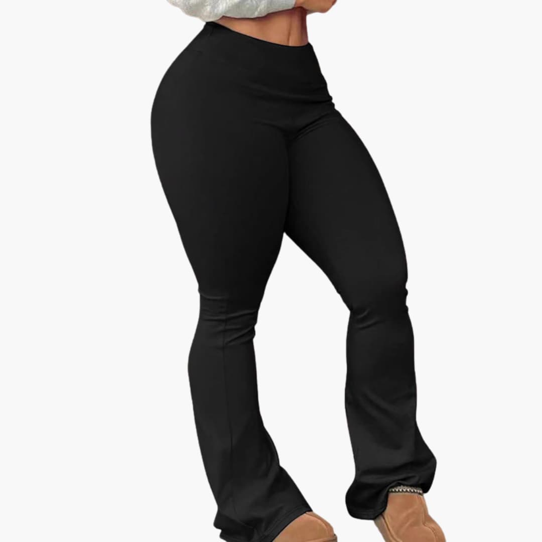 Pantalon bootcut femme taille rehaussée à ourlet évasé