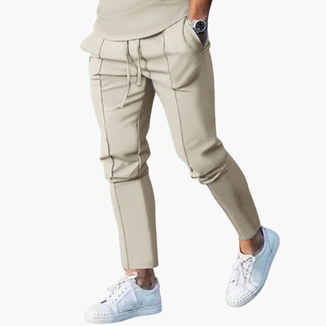 Casual herenbroek met elastische taille en zijzakken