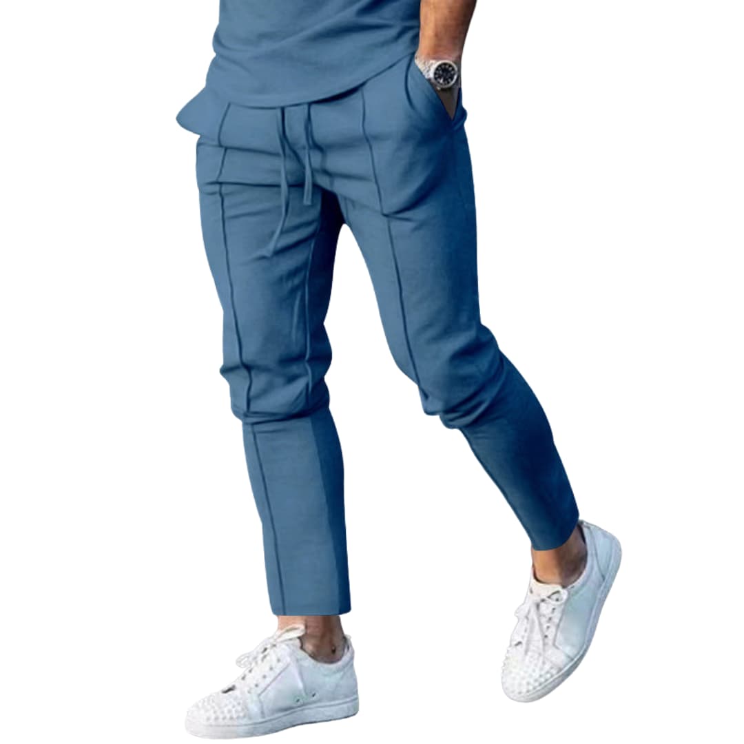 Casual herenbroek met elastische taille en zijzakken