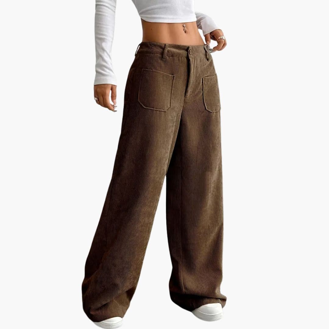 Pantalon en velours côtelé pour femme à jambes larges