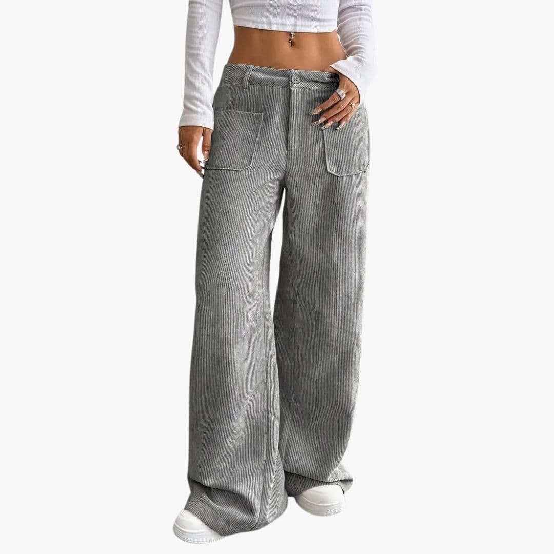Pantalon en velours côtelé pour femme à jambes larges
