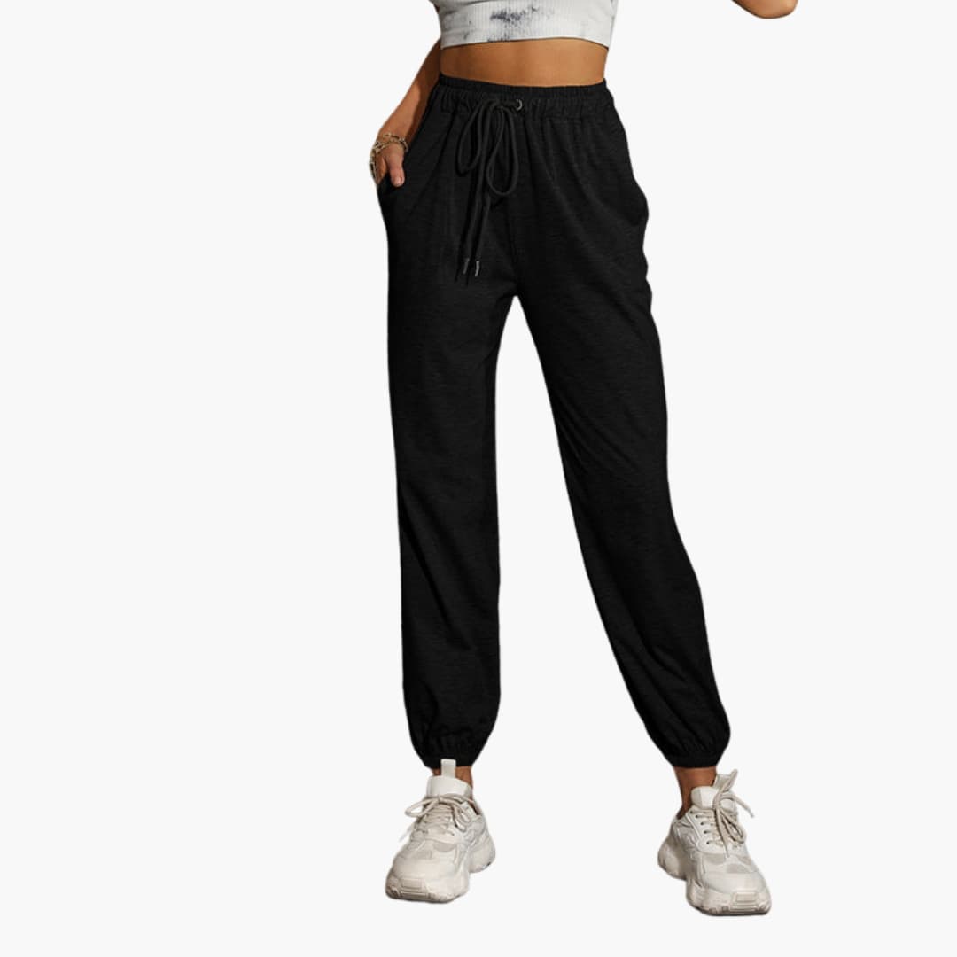 Pantalon femme à taille coulissante et jambes droites
