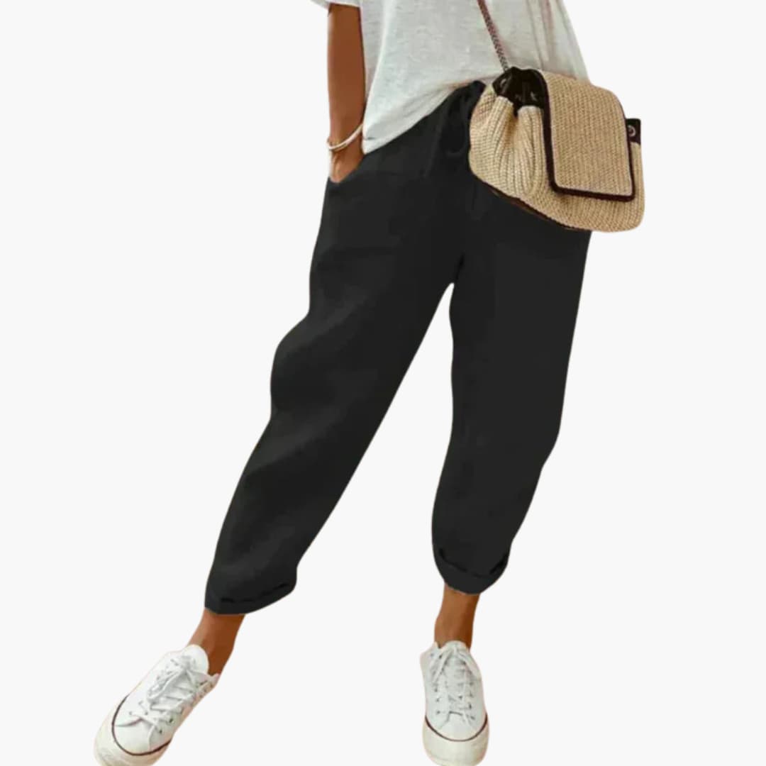 Pantalon pour femme avec taille à cordon et poches latérales