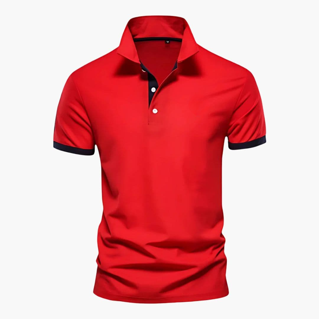 Polo homme à col contrasté et manches courtes