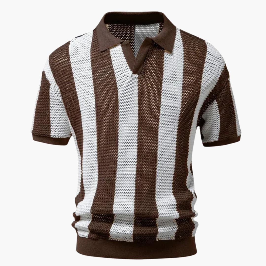 Polo homme avec col ouvert et finitions côtelées