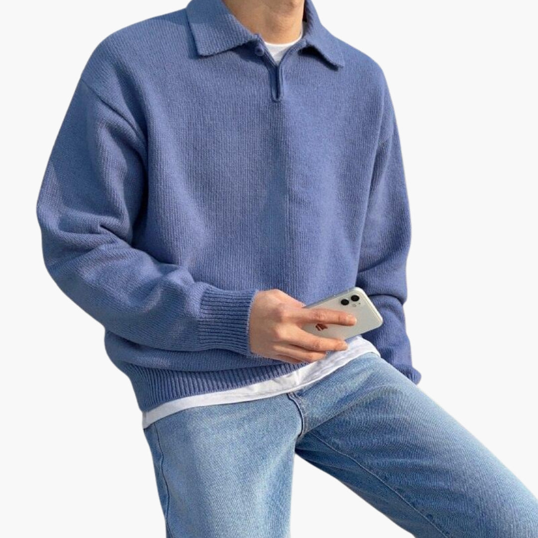 Polo homme en maille avec col boutonné