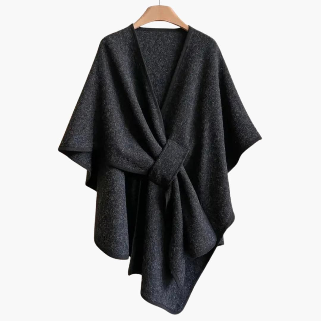 Poncho écharpe long femme en maille douce avec drapé élégant