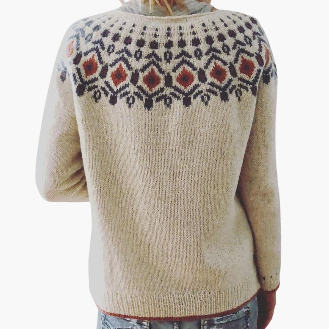 Damenpullover aus dickem Strick mit geometrischem Muster