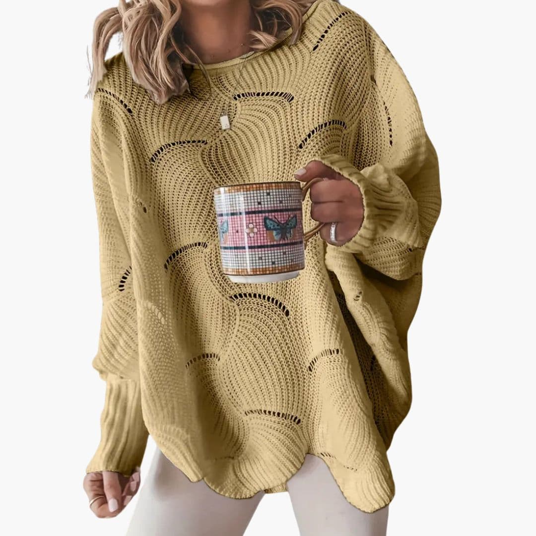 Camisola Mulher Oversize Malha com Gola Redonda
