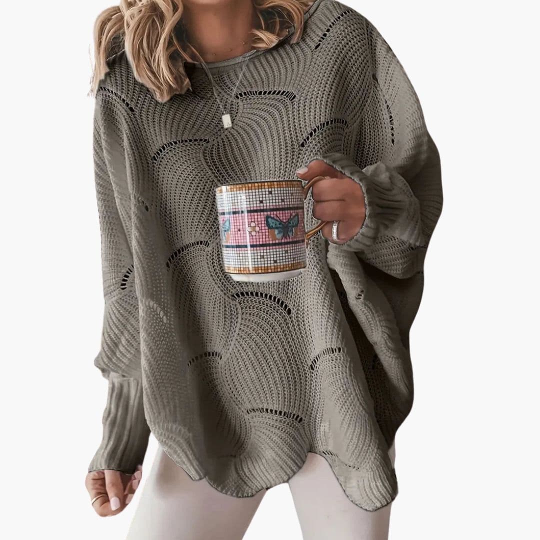Camisola Mulher Oversize Malha com Gola Redonda