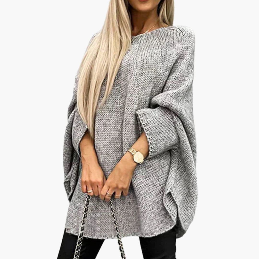 Damebluse med bådudskæring og vide ærmer