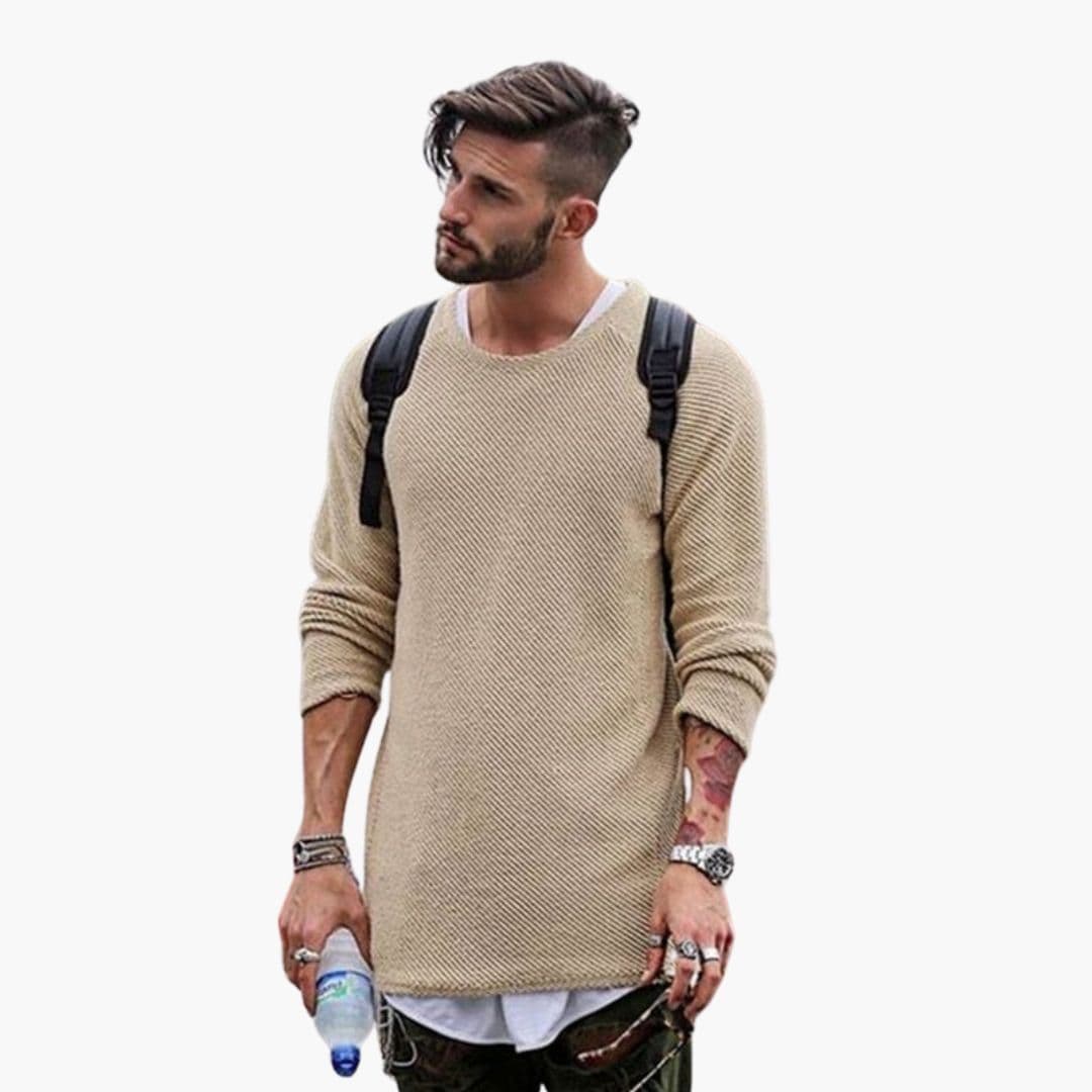 Camisola de Malha para Homem com Gola Redonda e Superfície Texturizada