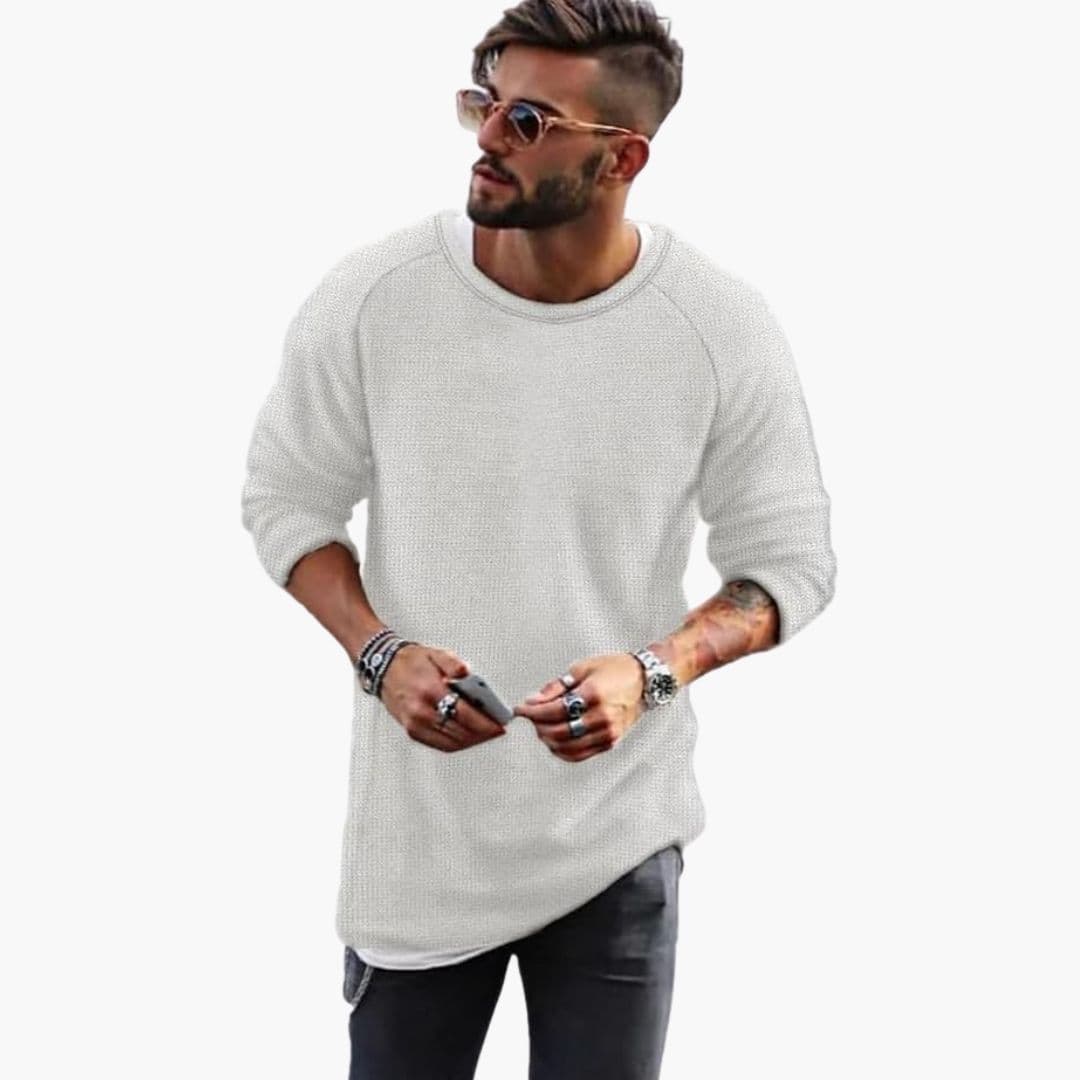 Camisola de Malha para Homem com Gola Redonda e Superfície Texturizada