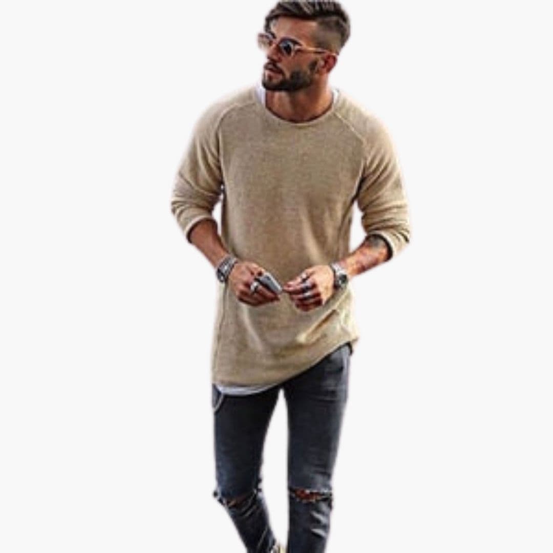 Camisola de Malha para Homem com Gola Redonda e Superfície Texturizada
