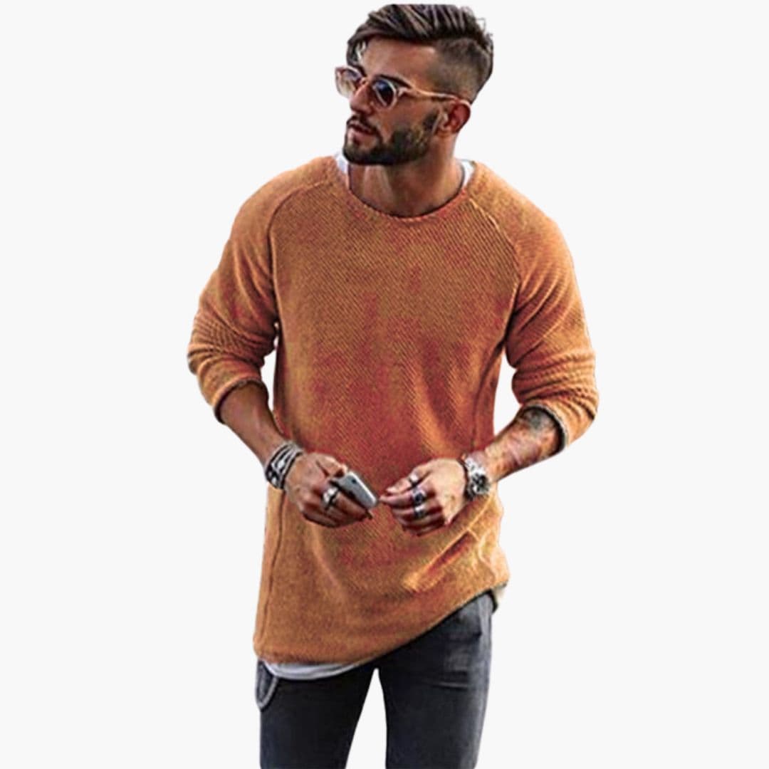 Pull Homme en Maille Col Rond Surface Texturée