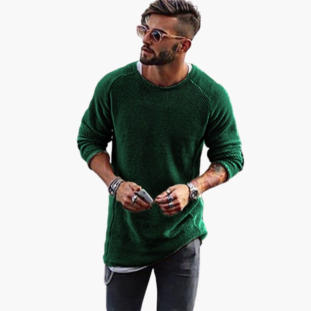 Pull Homme en Maille Col Rond Surface Texturée