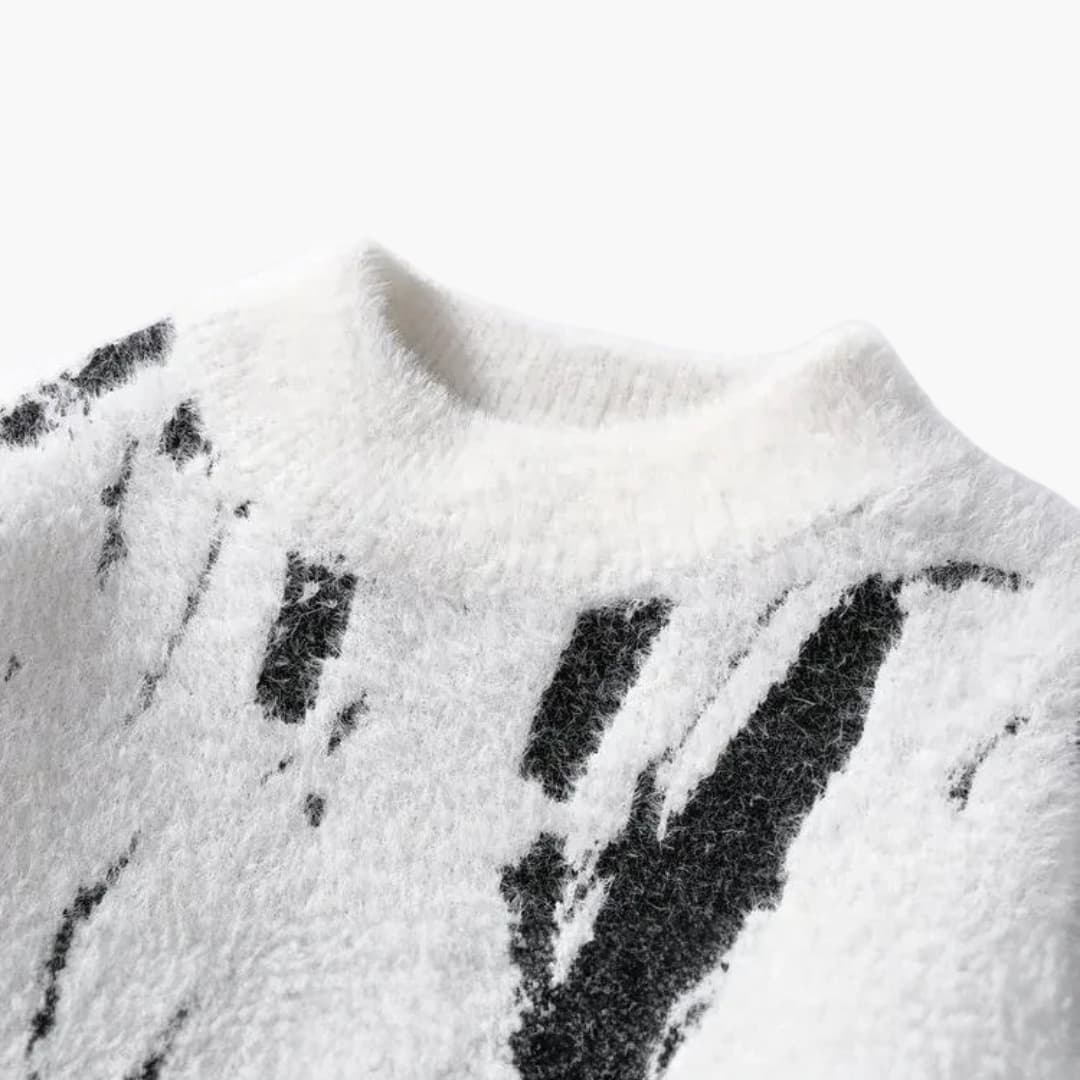 Pull de créateur pour homme avec imprimé abstrait et poignets côtelés