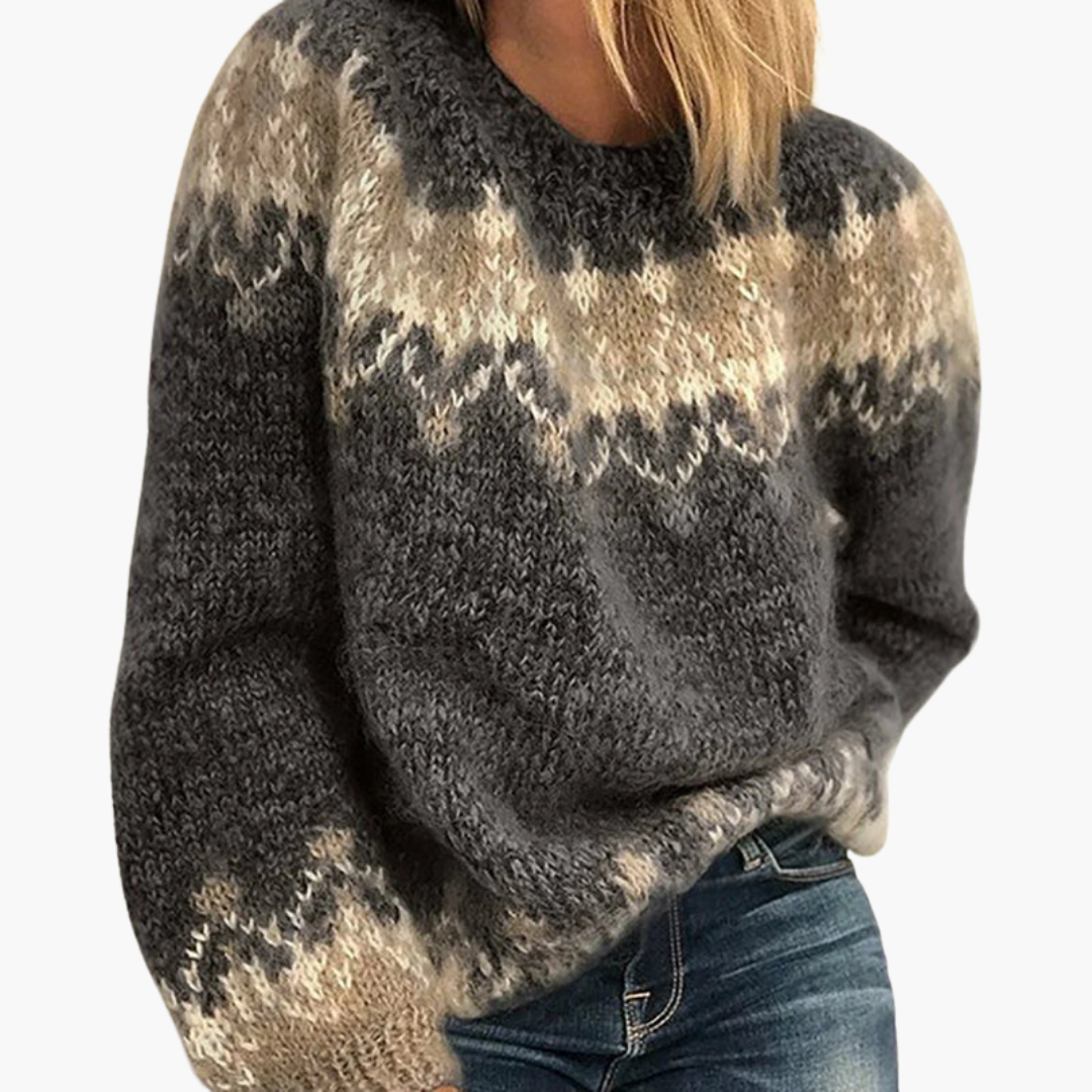 Maglione a maglia con motivo nordico da donna