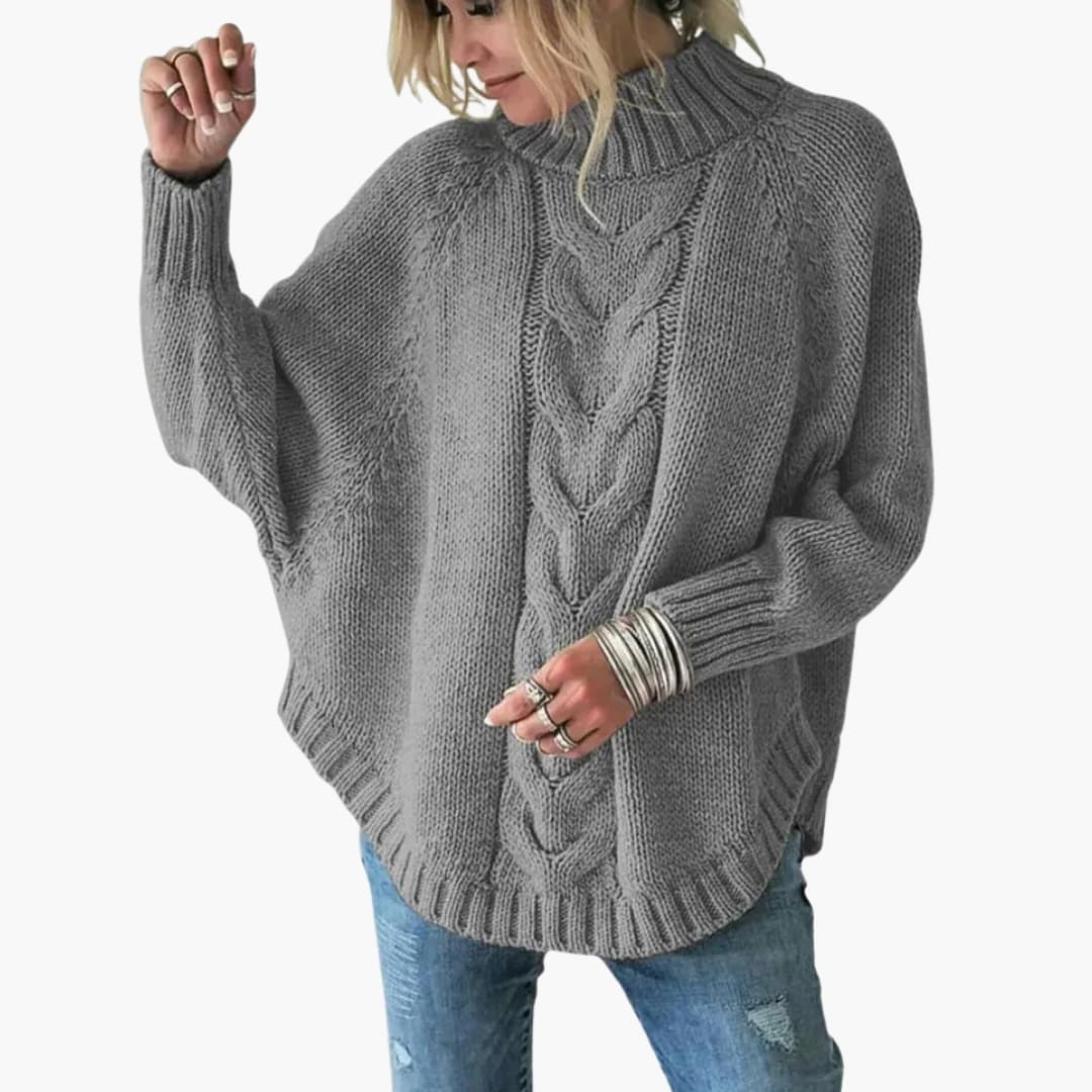 Pull en maille femme à col roulé avec motif torsadé