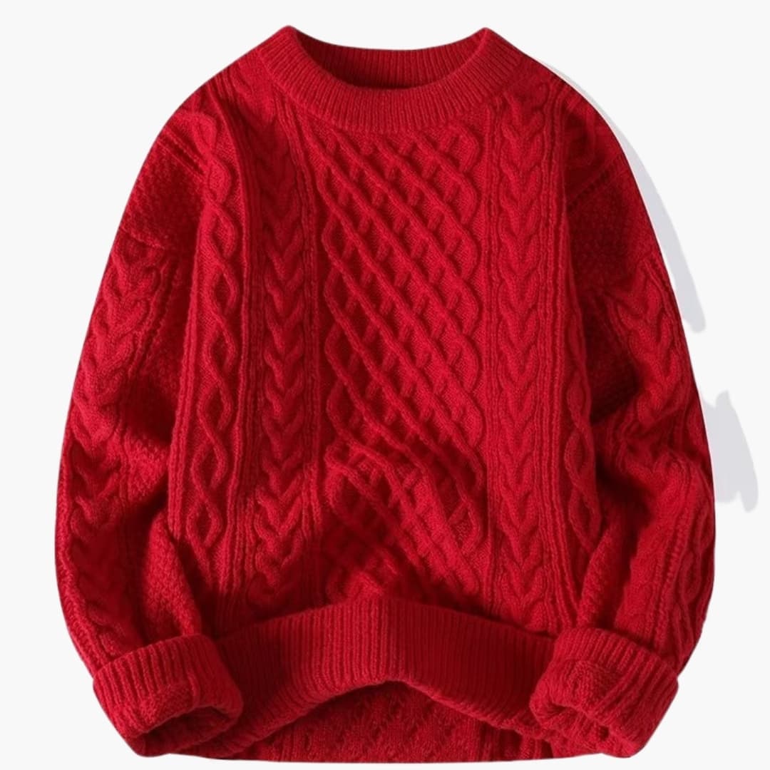 Maglione donna con collo rotondo e motivo a trecce