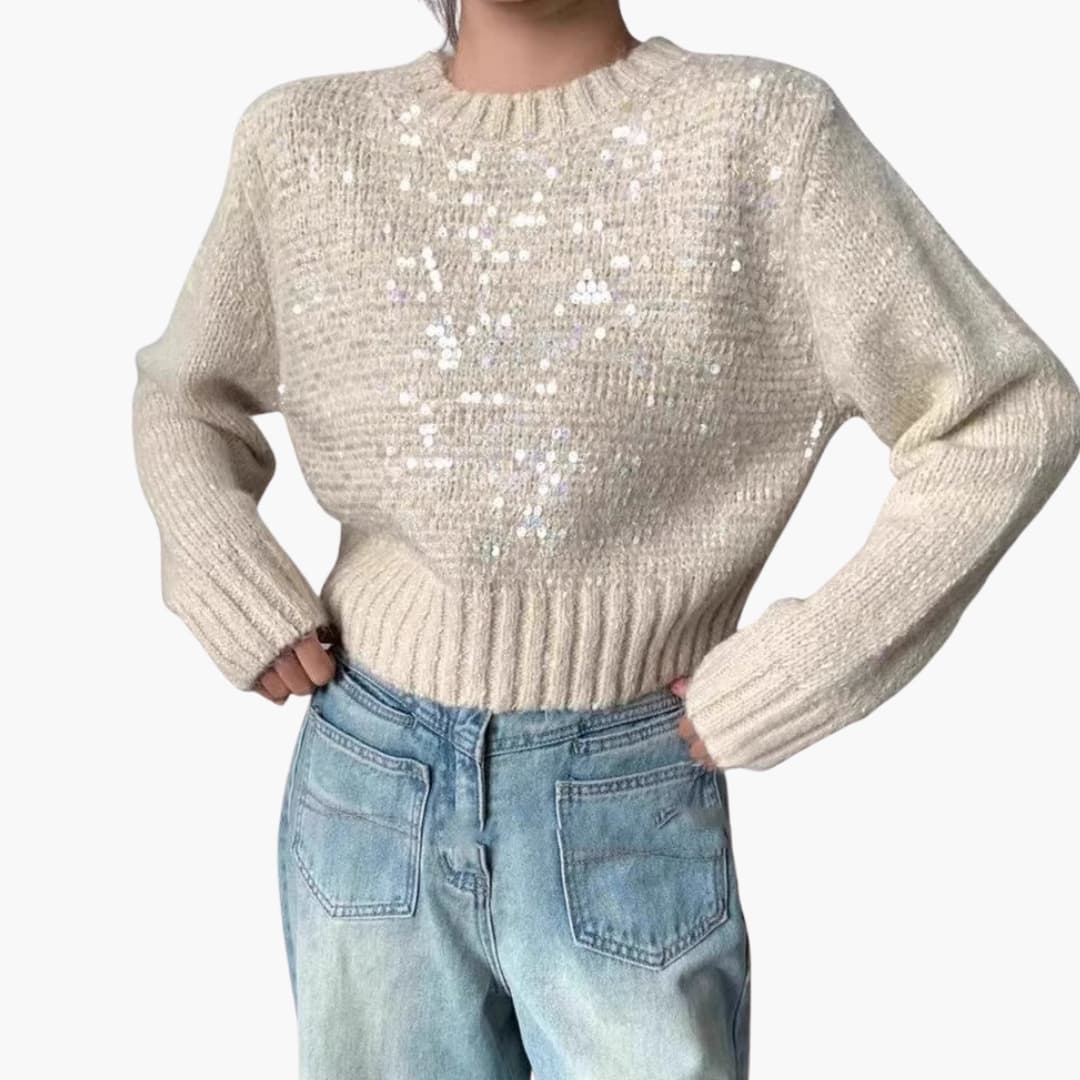Pullover aus Strick für Damen mit Rundhalsausschnitt und strukturierter Oberfläche