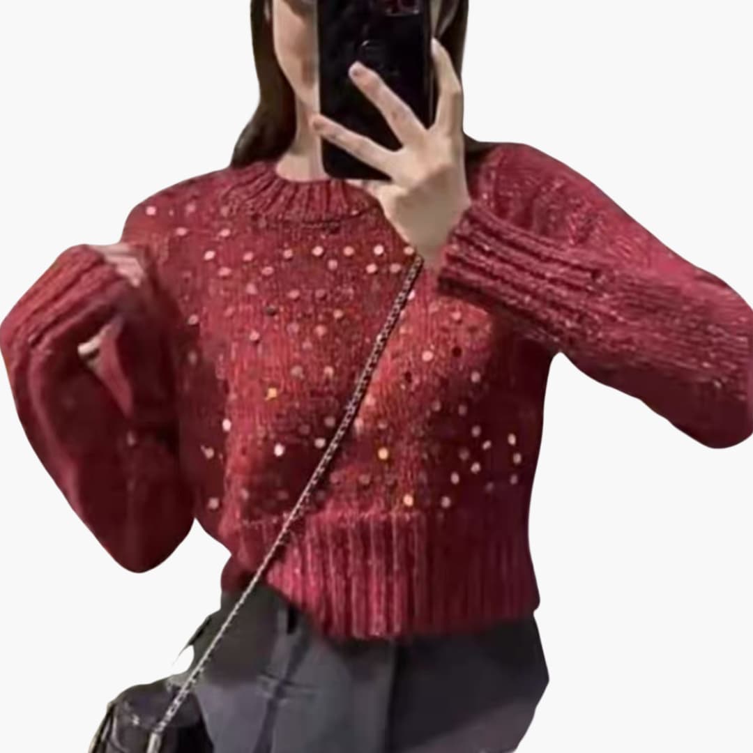 Pullover aus Strick für Damen mit Rundhalsausschnitt und strukturierter Oberfläche