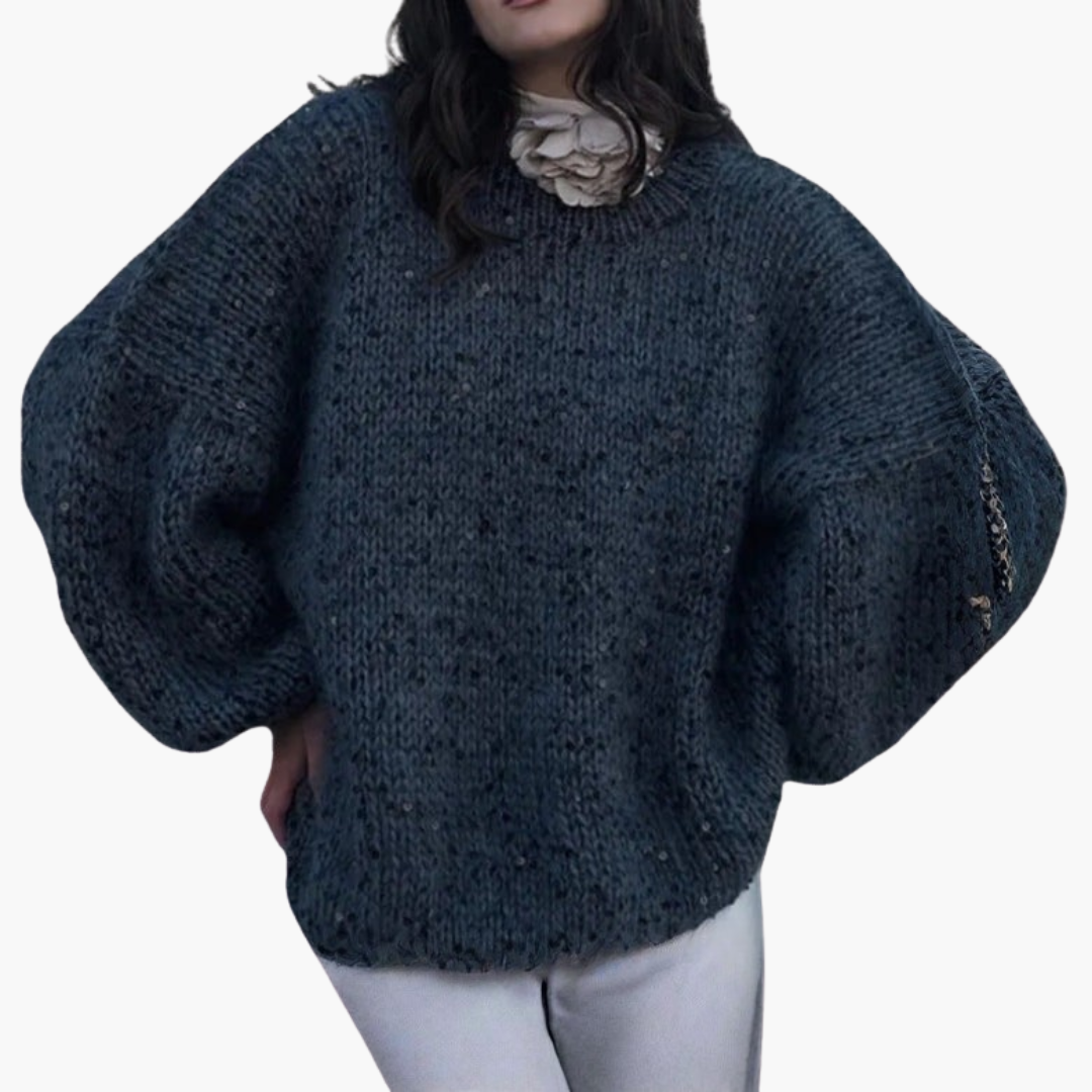 Pull en maille pour femme avec manches larges et surface à motif