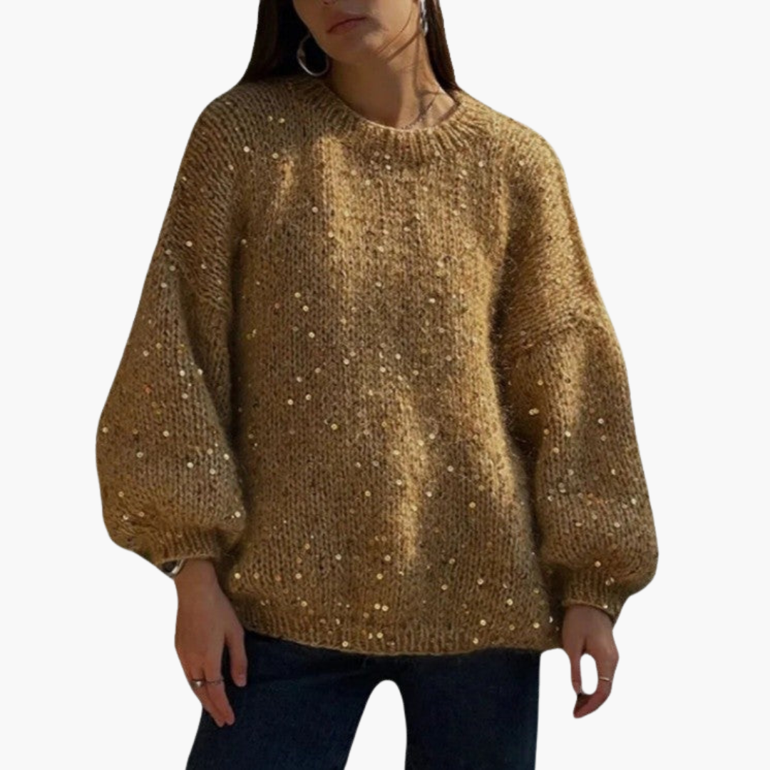 Pull en maille pour femme avec manches larges et surface à motif