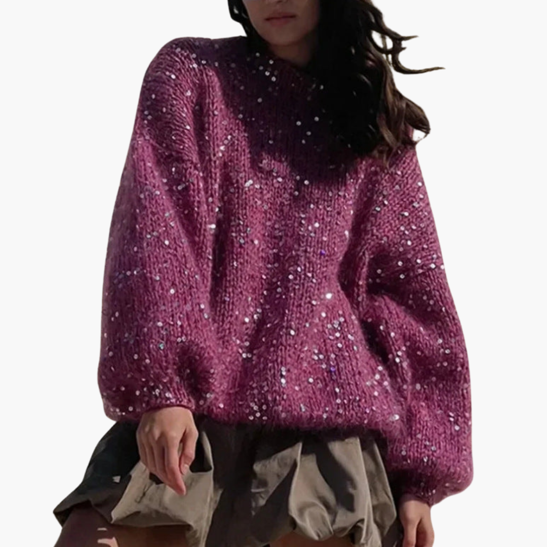 Pull en maille pour femme avec manches larges et surface à motif