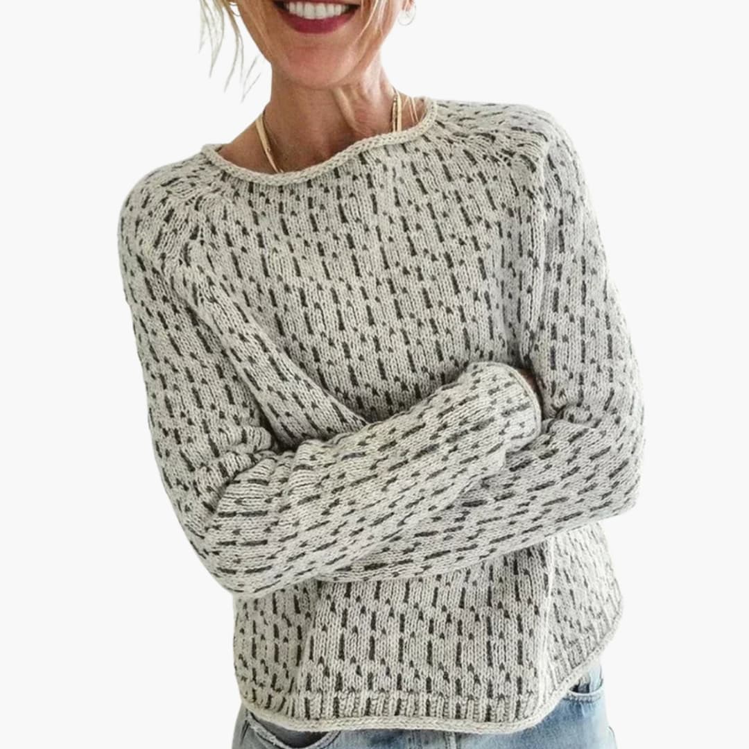 Maglione a maglia per donna con motivo strutturato, collo rotondo e taglio casuale