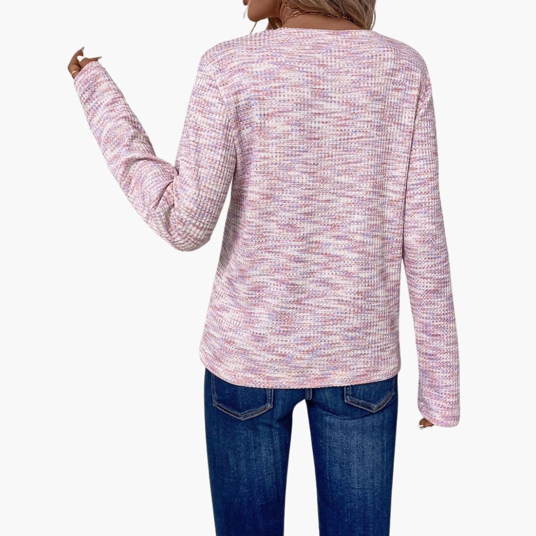Camisola de mulher com superfície texturada e meio fecho éclair
