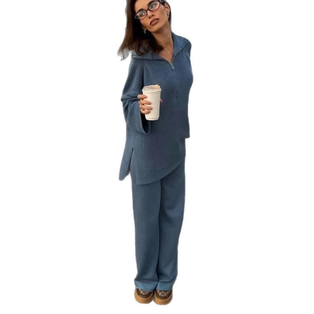 Pull feminino corte amplo com meio fecho éclair