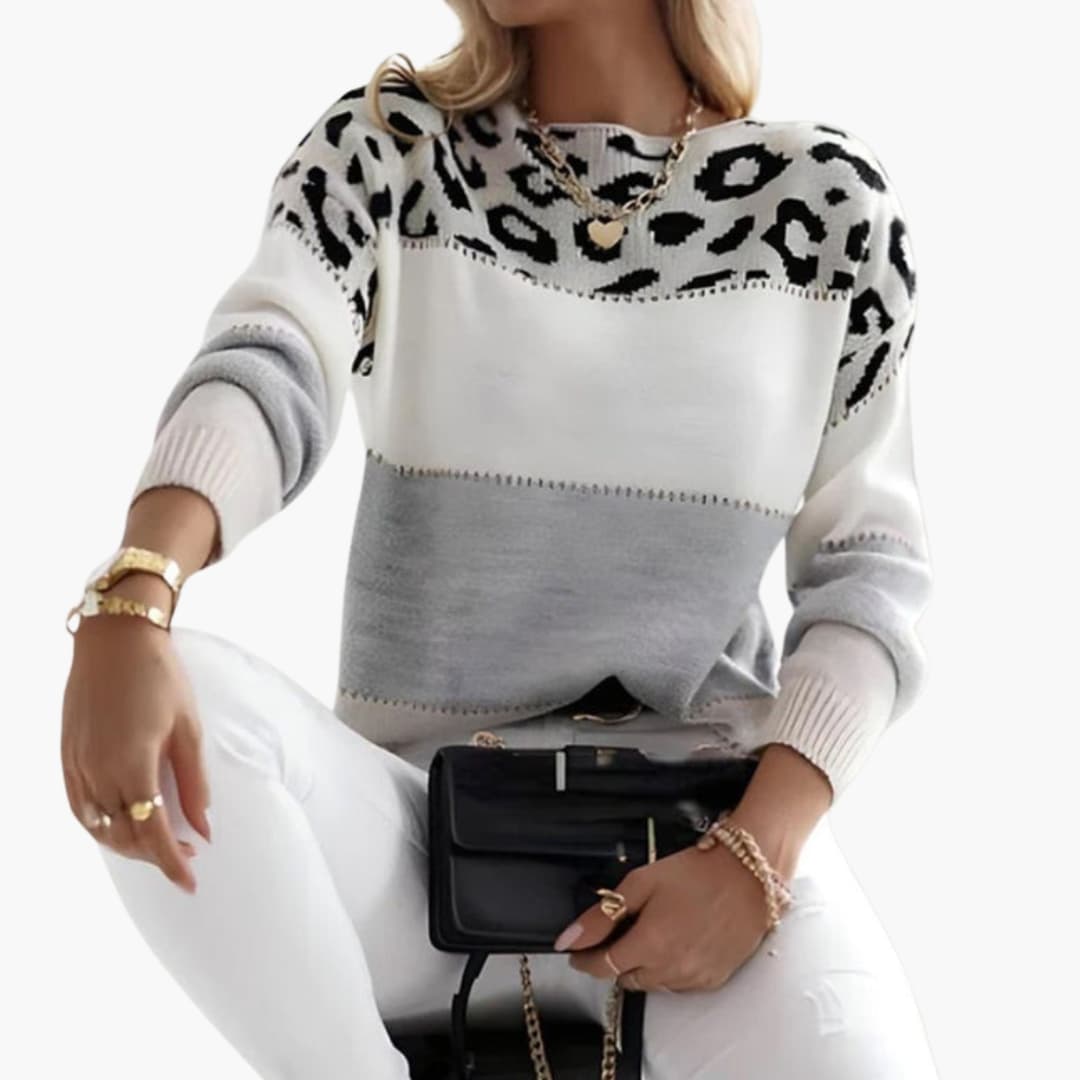 Pull femme en maille à manches longues et ourlet côtelé
