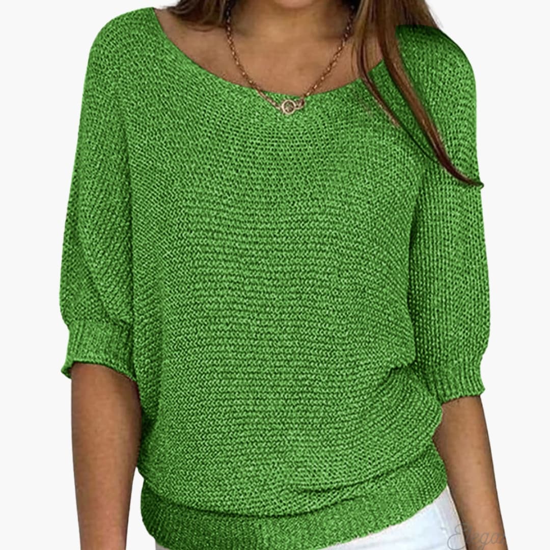 Damenpullover aus Strick mit Rundhalsausschnitt und geripptem Saum