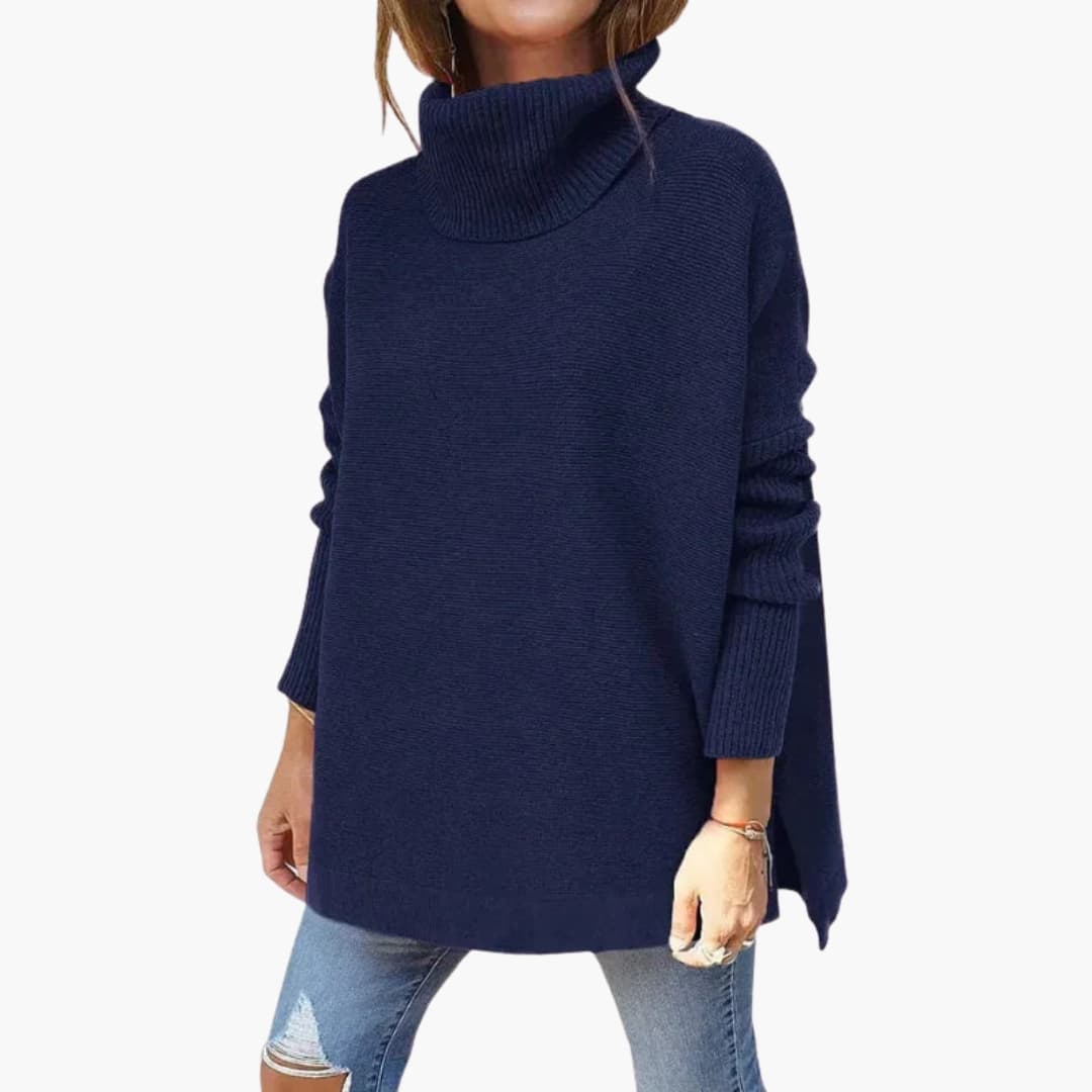 Pull femme en maille avec col roulé