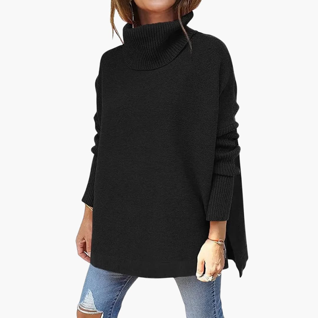 Pull femme en maille avec col roulé