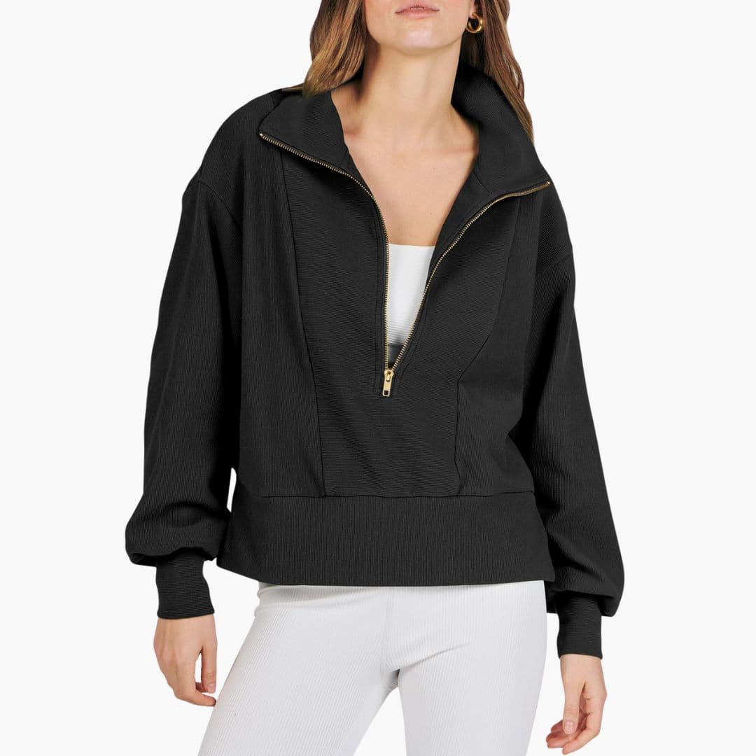 Felpa sportiva donna con collo alto e chiusura lampo